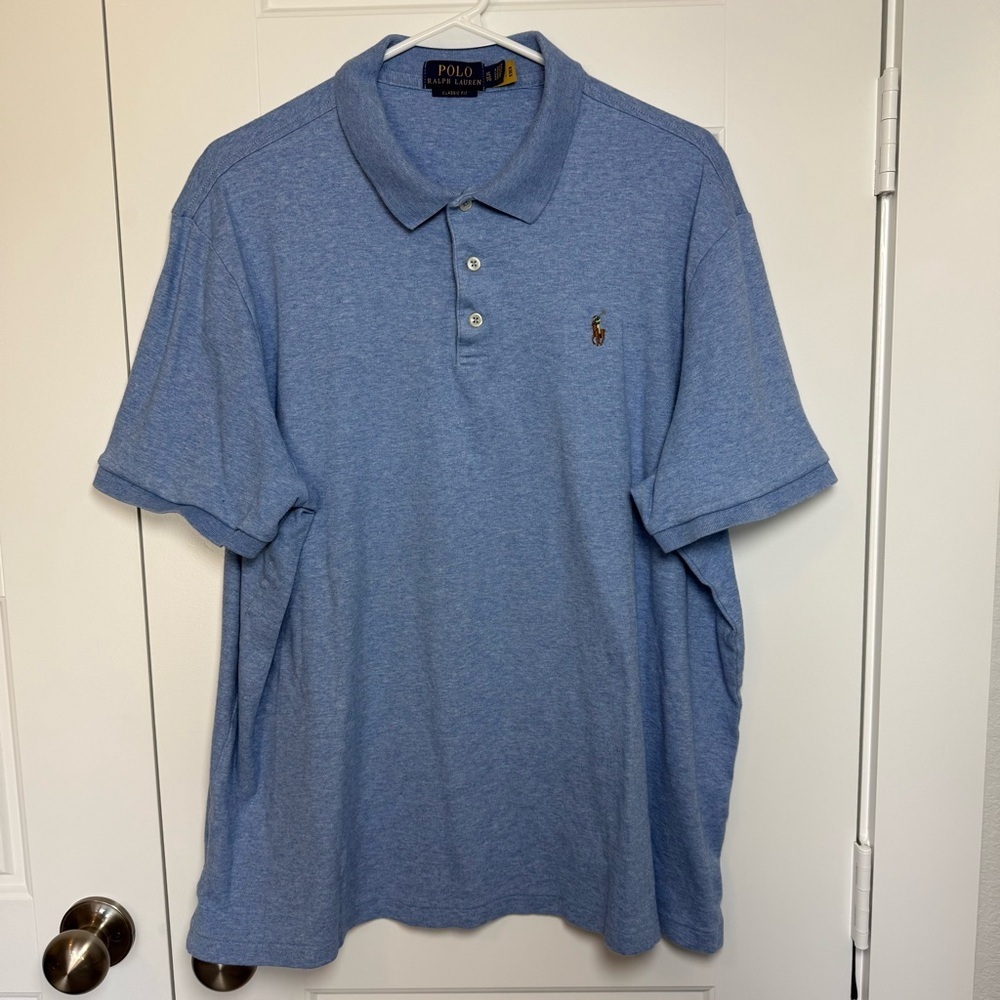 Ralph Lauren Blue Polo Shirt with Embroidered Logo - Picture 2 of 6